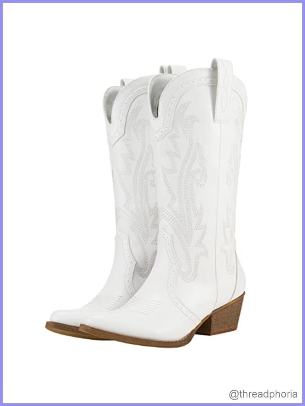 Synthetic Leather Cowboy Boots Mid Calf Pointed Toe Western